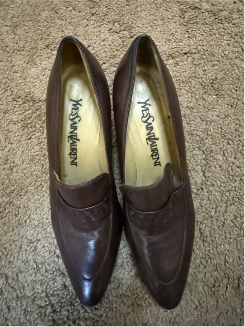 Women's Vintage Yves Saint Laurent Brown Leather Loafers Size 6